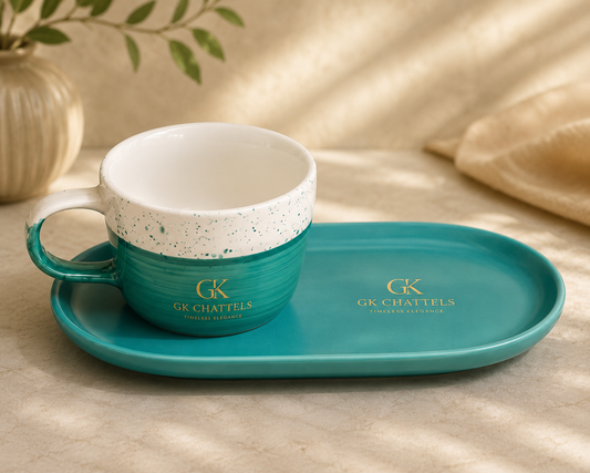Modern Ceramic Mug & Serving Tray Set