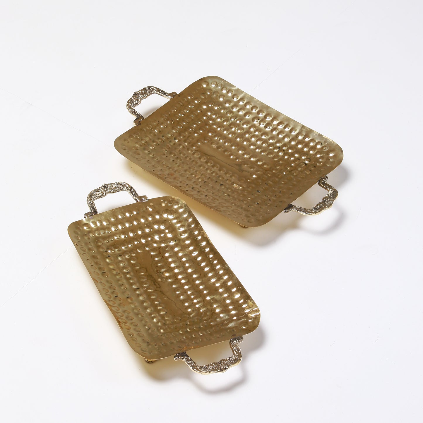 Gold Textured Rectangle Platter Set