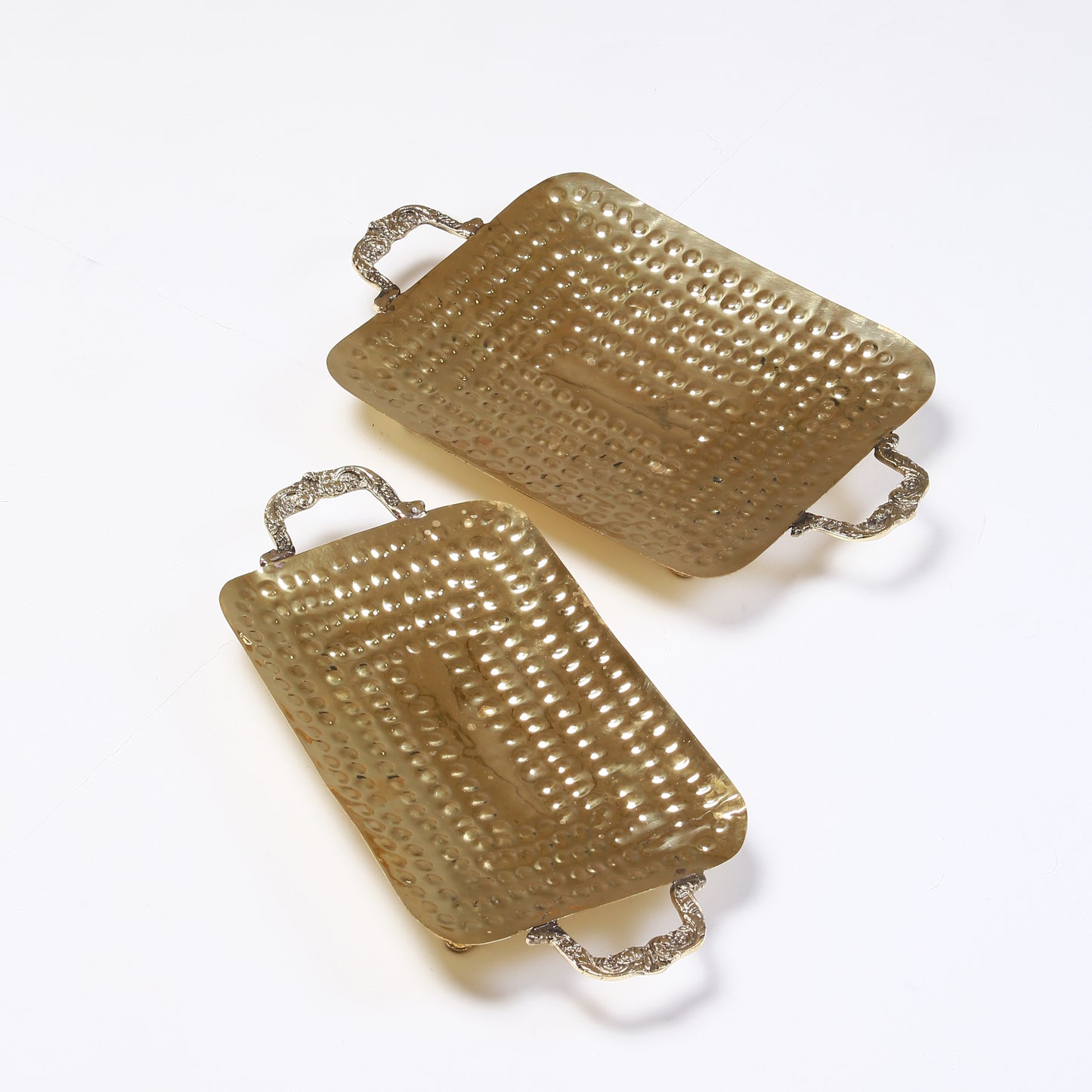 Gold Textured Rectangle Platter Set