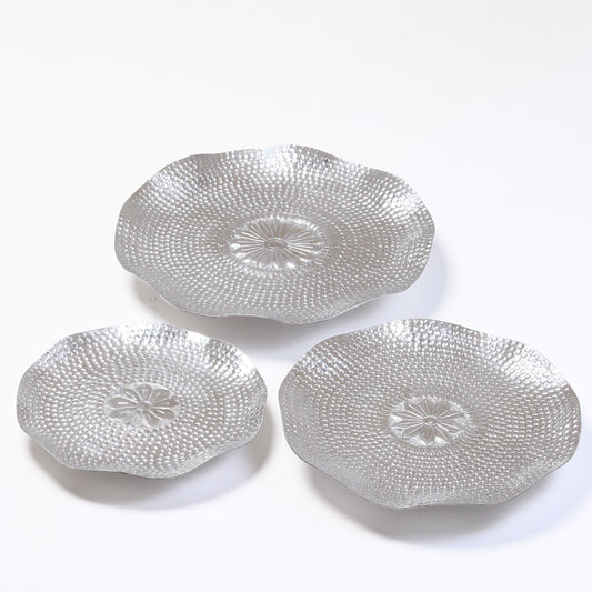 Aria Hammered Silver Platter Set