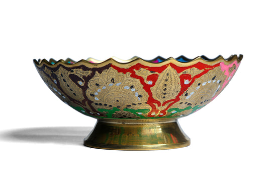 Iris Hand-Painted Brass Bowl